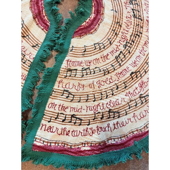 Fabric  Christmas Tree Skirt Hand Painted  It Came Upon A midnight Clear Vintage - Picture 3 of 13